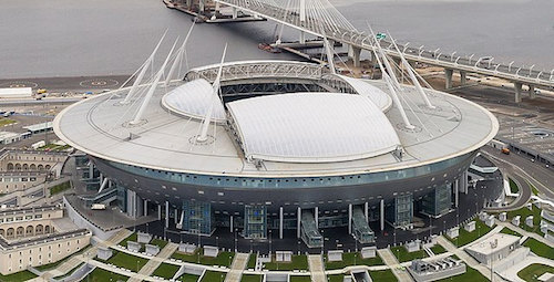 O Estádio Krestovsky em São Petersburgo é o palco da Euro 2021