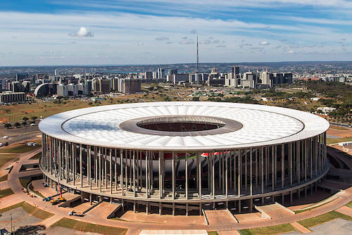 O Estádio Mané Garrincha na Brasília como sede da Copa América 2021