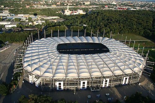 O Volksparkstadion em Hamburgo como sede da EURO 2024 na Alemanha