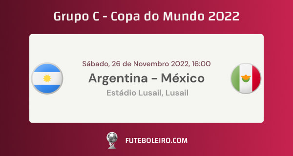 Previsão para jogo entre Argentina e México pelo Grupo C da Copa do Mundo 2022.