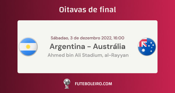 Jogo entre Argentina e Austrália pelas oitavas de final da Copa do Mundo 2022.