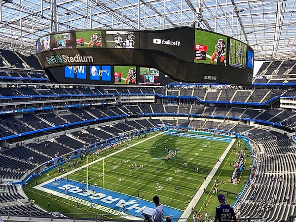 Vista interior do estádio da Copa do Mundo 2026 em Los Angeles, o Estádio SoFi